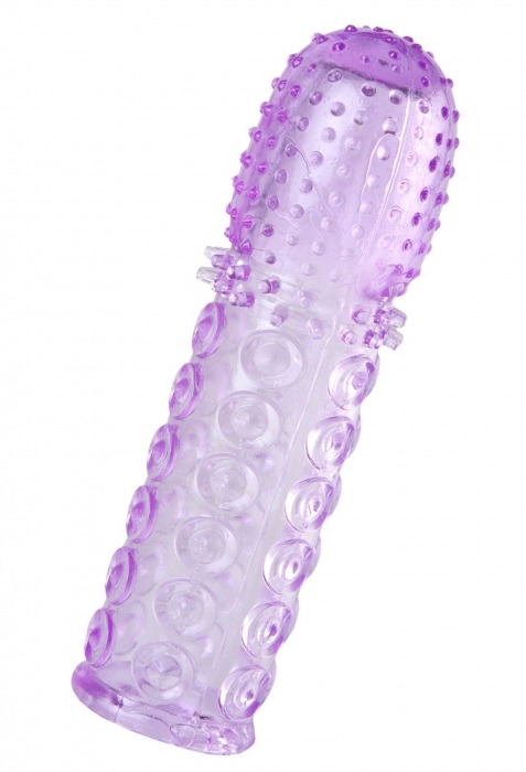 Фиолетовая рельефная насадка на пенис - 13,5 см. - A-toys - в Кисловодске купить с доставкой