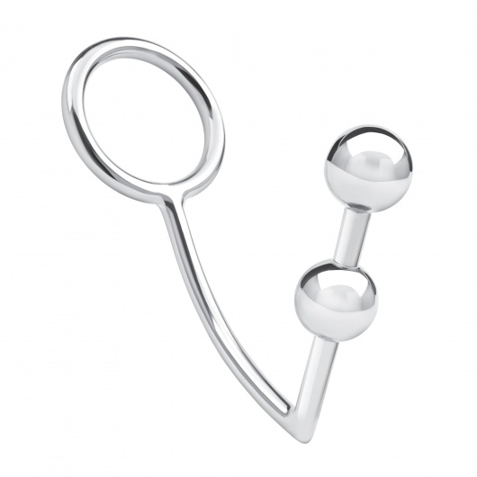 Кольцо на пенис с анальным стимулятором Two Bead Stainless Steel Anal Hook   Cock Ring - BlueLine - в Кисловодске купить с доставкой