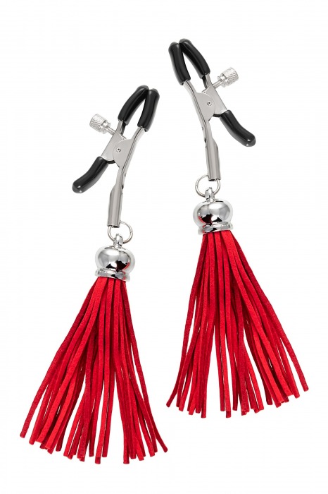 Зажимы на соски «Прищепки» с красными кисточками из замши - Pecado - купить с доставкой в Кисловодске