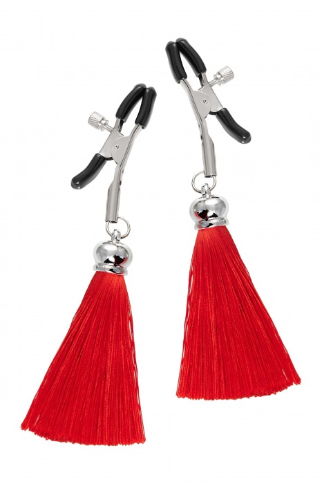 Зажимы на соски «Прищепки» с красными кисточками из шелка - Pecado - купить с доставкой в Кисловодске