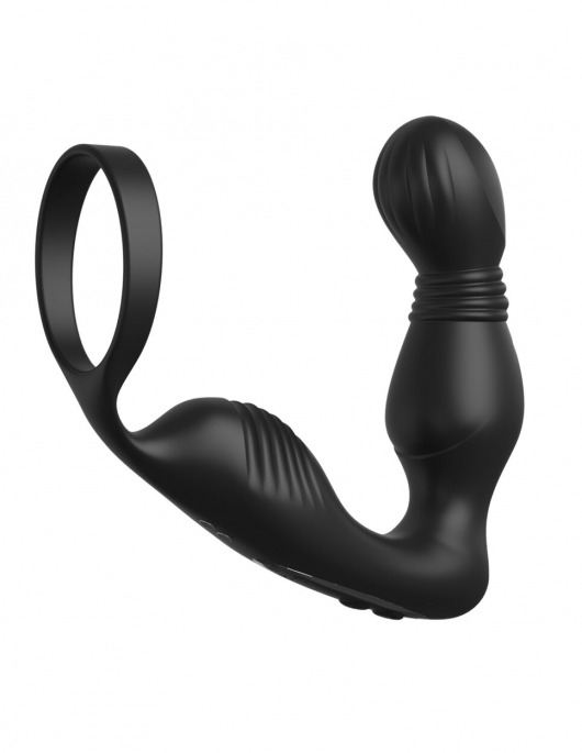 Черный вибростимулятор простаты с эрекционным кольцом Ass-Gasm Pro P-Spot Milker - Pipedream - в Кисловодске купить с доставкой