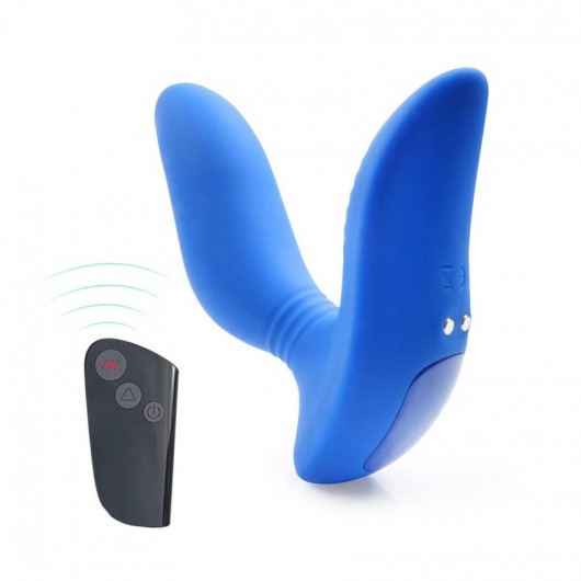 Синий вибромассажер простаты 3,5’’ Remote Control Curve P-spot Massager - 12 см. - Erokay - в Кисловодске купить с доставкой
