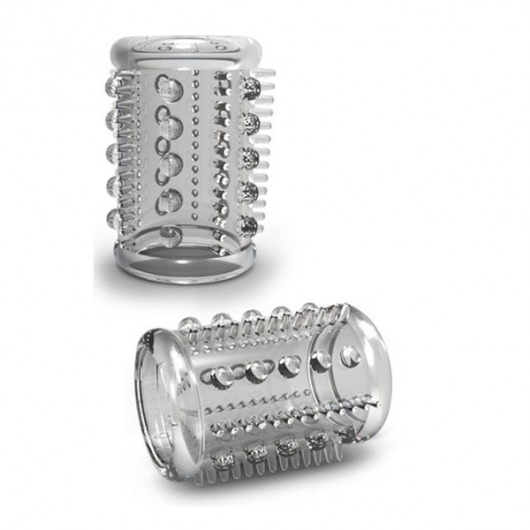 Прозрачная насадка с шипами и шишечками STAY HARD COCK SLEEVE 03 CLEAR - Blush Novelties - в Кисловодске купить с доставкой