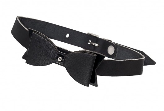 Черный кожаный чокер с бабочкой - Pecado - купить с доставкой в Кисловодске