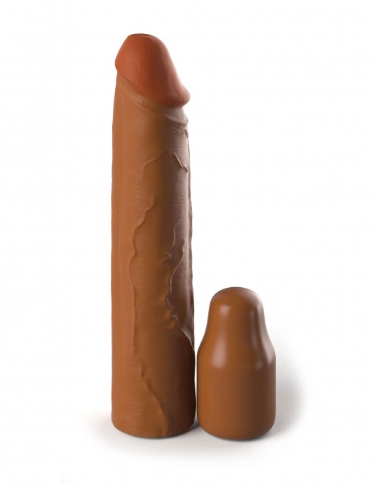 Коричневая насадка на член 2  Silicone X-tension - 20,3 см. - Pipedream - в Кисловодске купить с доставкой
