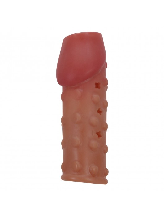 Телесная открытая насадка на пенис с бугорками - 19,8 см. - Baile - в Кисловодске купить с доставкой