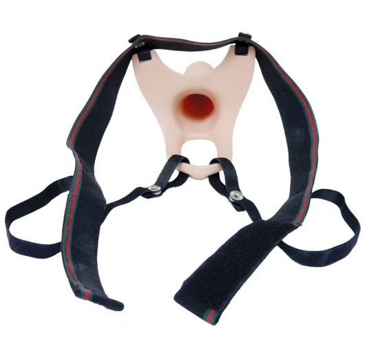 Телесный полый страпон на ремешках - 16,5 см. - Boys of Toys - купить с доставкой в Кисловодске