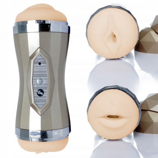 Двусторонний мастурбатор с вибрацией Double Delight - вагина и ротик - Boys of Toys - в Кисловодске купить с доставкой