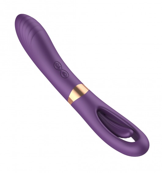 Фиолетовый силиконовый вибратор с функцией фингеринга - 23,5 см. - Secwell