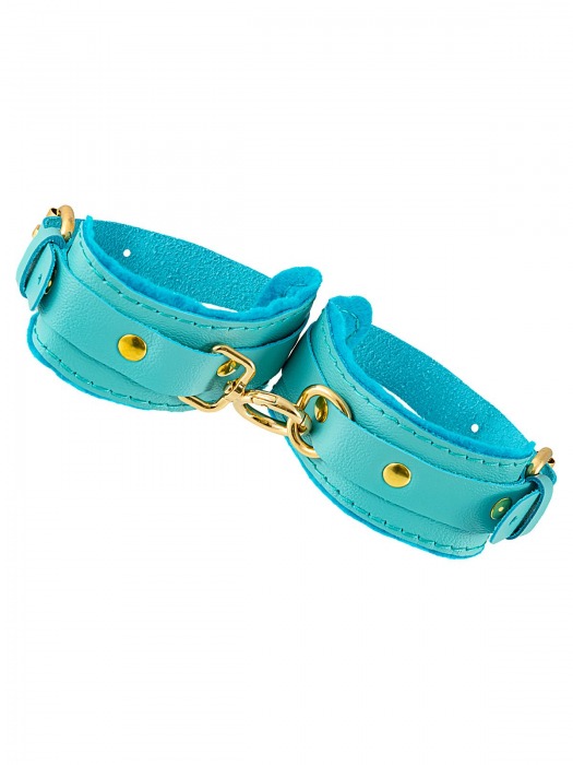 Голубые двуслойные кожаные оковы - Pecado - купить с доставкой в Кисловодске
