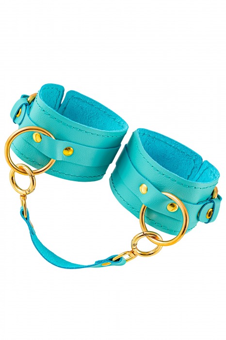 Голубые однослойные кожаные оковы - Pecado - купить с доставкой в Кисловодске