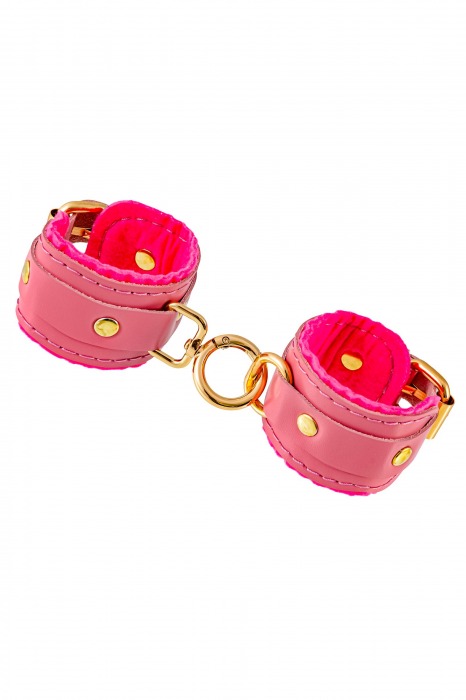 Розовые двуслойные кожаные наручники-браслеты - Pecado - купить с доставкой в Кисловодске