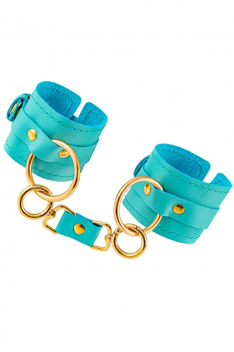 Голубые однослойные кожаные наручники - Pecado - купить с доставкой в Кисловодске