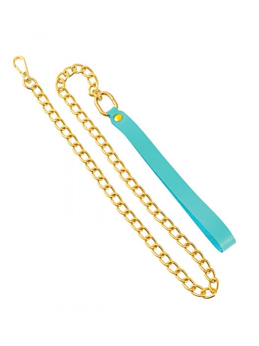 Голубой кожаный поводок с карабином для ошейника - 80 см. - Pecado - купить с доставкой в Кисловодске