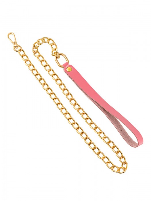 Розовый кожаный поводок с карабином для ошейника - 80 см. - Pecado - купить с доставкой в Кисловодске