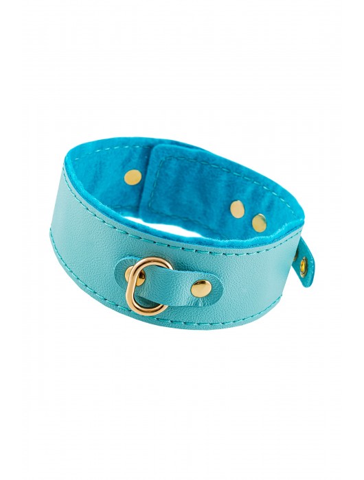 Голубой двуслойный кожаный ошейник с подкладкой из фетра - Pecado - купить с доставкой в Кисловодске