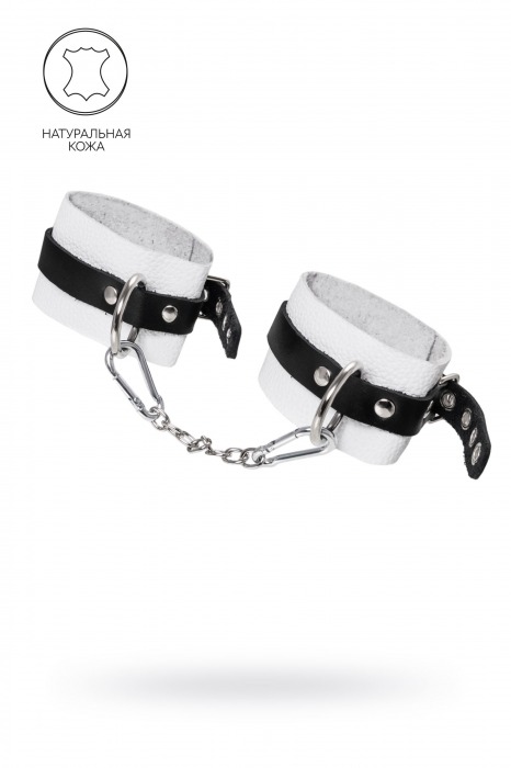Бело-черные мягкие оковы с одним ремешком и люверсами - Pecado - купить с доставкой в Кисловодске