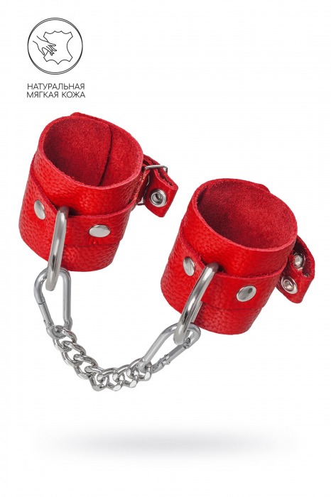 Красные мягкие кожаные наручники с люверсами - Pecado - купить с доставкой в Кисловодске