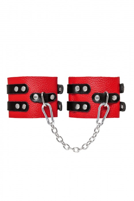 Красно-черные мягкие оковы с двумя ремешками с люверсами - Pecado - купить с доставкой в Кисловодске