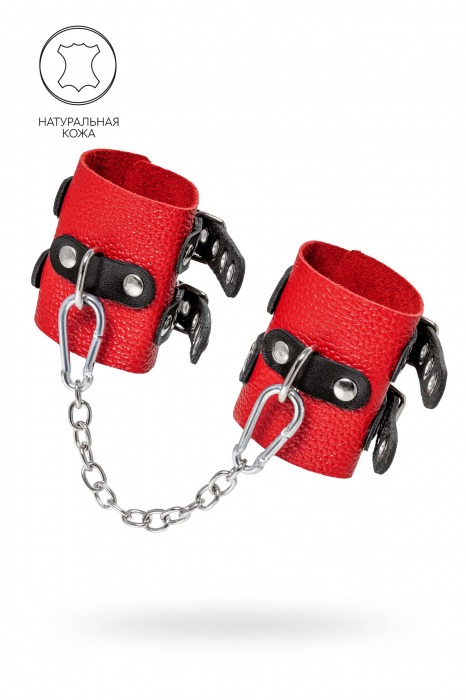Красно-черные мягкие наручники с двумя ремешками с люверсами - Pecado - купить с доставкой в Кисловодске