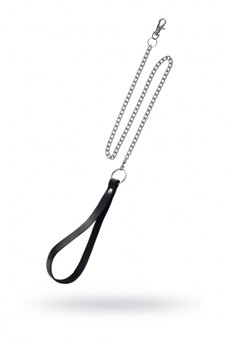 Поводок с ручкой из черной натуральной кожи и карабином для ошейника - Pecado - купить с доставкой в Кисловодске