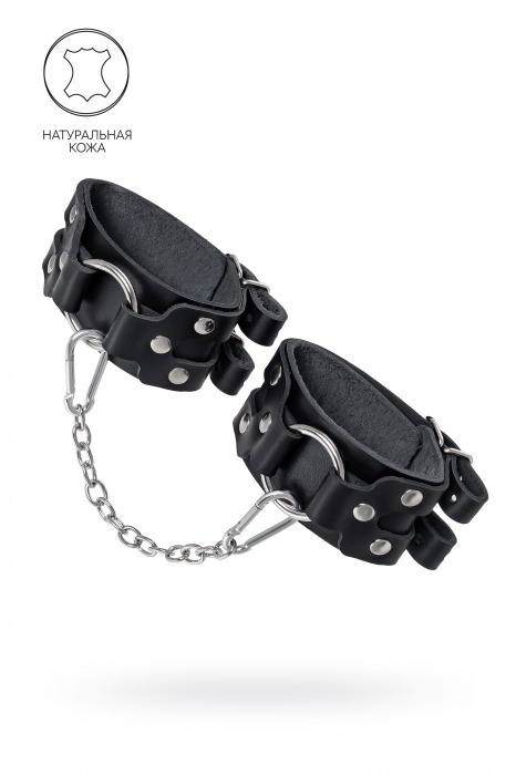 Черные кожаные оковы с двумя ремешками - Pecado - купить с доставкой в Кисловодске