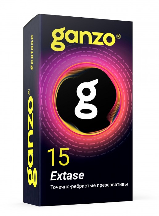 Презервативы анатомической формы с точечной и ребристой структурой Ganzo Extase - 15 шт. - Ganzo - купить с доставкой в Кисловодске