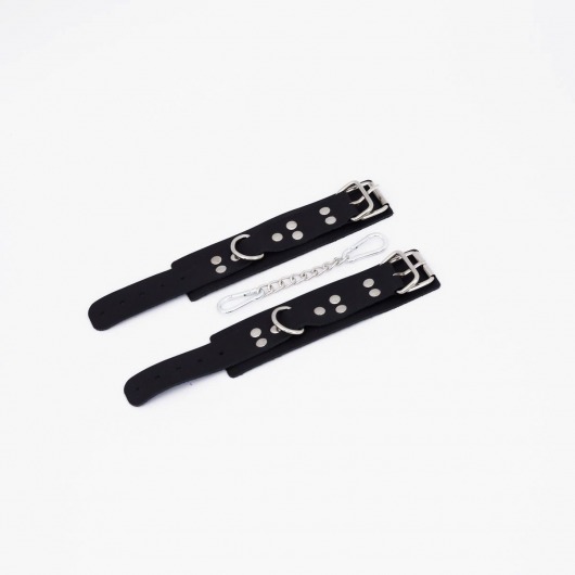 Черные кожаные наручники с регулируемыми ремешками - Crazy Handmade - купить с доставкой в Кисловодске