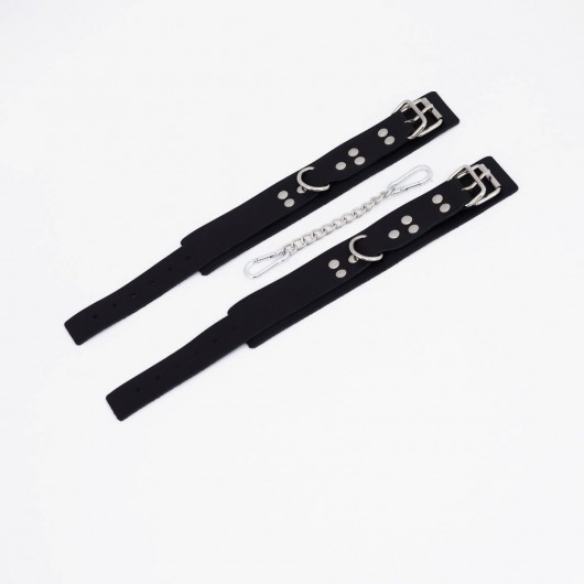 Черные кожаные оковы с регулируемыми ремешками - Crazy Handmade - купить с доставкой в Кисловодске