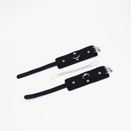 Черные кожаные оковы с хромированной фурнитурой - Crazy Handmade - купить с доставкой в Кисловодске