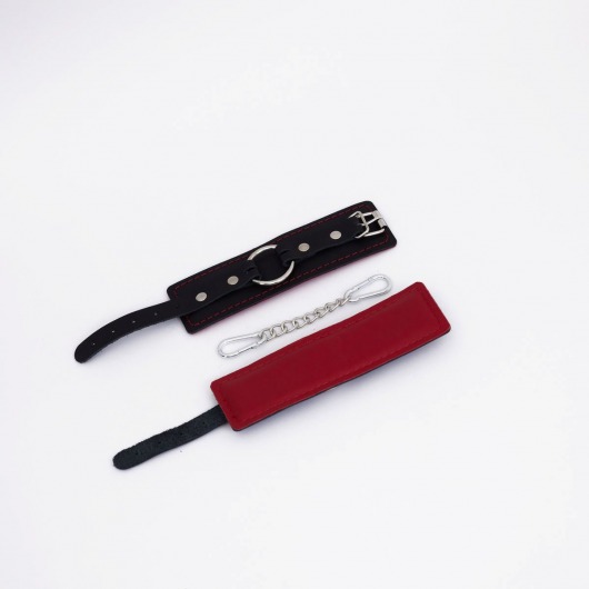 Черно-красные кожаные наручники - Crazy Handmade - купить с доставкой в Кисловодске