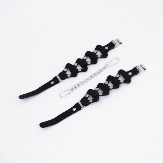 Черные кожаные оковы из звеньев - Crazy Handmade - купить с доставкой в Кисловодске