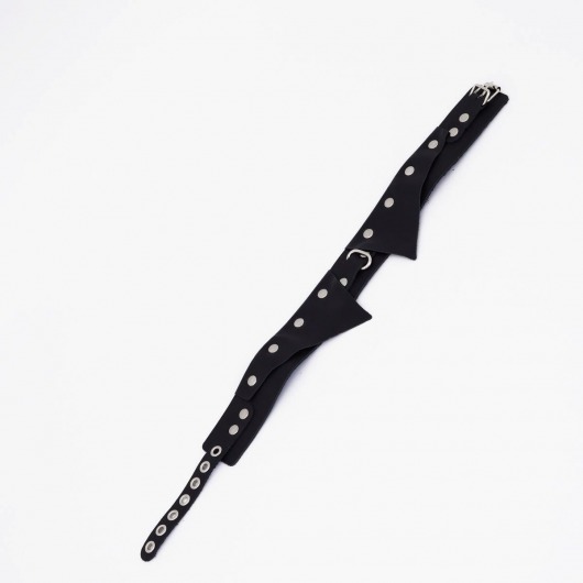 Черный однослойный кожаный ошейник с имитацией воротничка - Crazy Handmade - купить с доставкой в Кисловодске