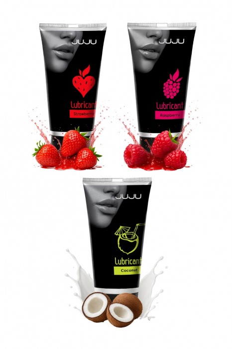 Набор из 3 съедобных лубрикантов JUJU (клубника, малина, кокос) - JuJu - купить с доставкой в Кисловодске