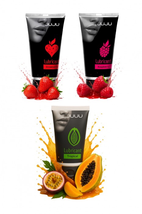 Набор из 3 съедобных лубрикантов JUJU (клубника, малина, тропические фрукты) - JuJu - купить с доставкой в Кисловодске