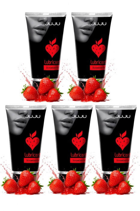 Набор из 5 съедобных лубрикантов JUJU со вкусом клубники - JuJu - купить с доставкой в Кисловодске