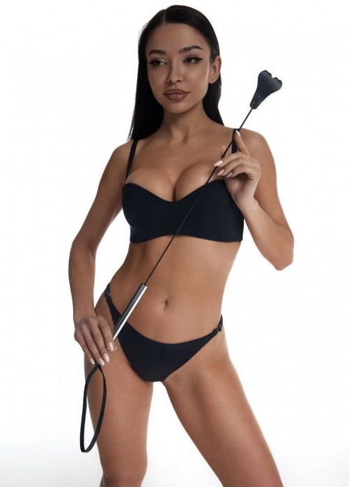 Стек с черным кожаным наконечником в виде сердца и металлической ручкой - 67 см. - Crazy Handmade - купить с доставкой в Кисловодске