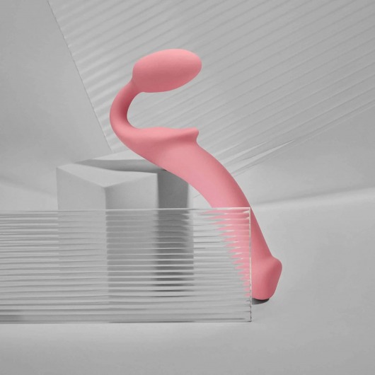 Розовый безремневой страпон Strap-on-me Semi-Realistic Bendable Strap-On size S - Strap-on-me - купить с доставкой в Кисловодске