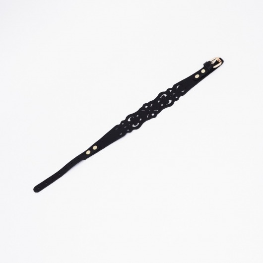 Черный ажурный чокер с золотистой фурнитурой - Crazy Handmade - купить с доставкой в Кисловодске