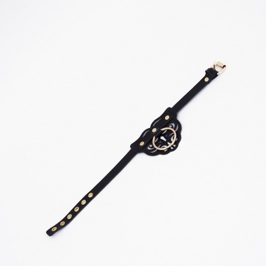 Черный чокер с клепками и золотистой фурнитурой - Crazy Handmade - купить с доставкой в Кисловодске