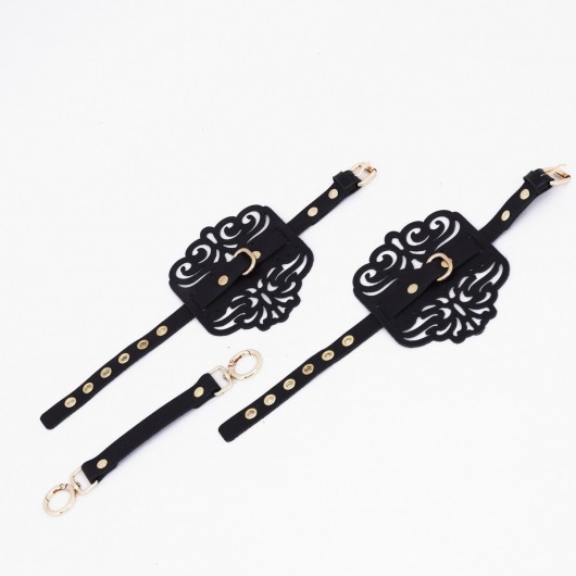 Черный фигурные оковы с золотистой фурнитурой - Crazy Handmade - купить с доставкой в Кисловодске