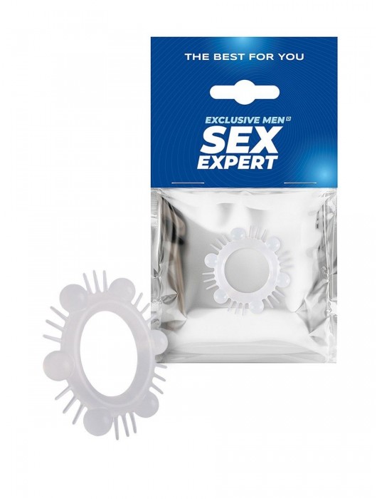 Эластичное эрекционное кольцо с шипиками и шариками - Sex Expert - в Кисловодске купить с доставкой