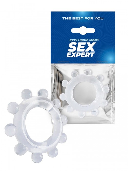 Прозрачное эрекционное кольцо со стимулирующими шариками - Sex Expert - в Кисловодске купить с доставкой