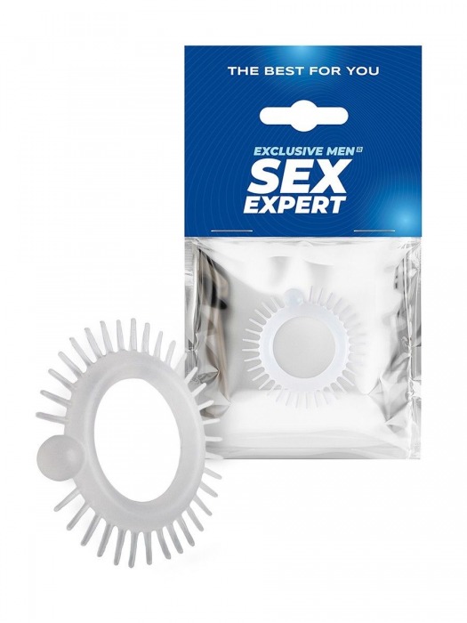 Эластичное эрекционное кольцо с шипиками и шариком - Sex Expert - в Кисловодске купить с доставкой
