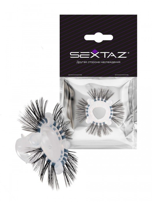 Эластичное эрекционное кольцо с черными «ресничками» - Sextaz - в Кисловодске купить с доставкой