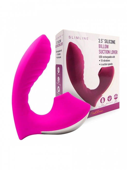 Ярко-розовый вибромассажер с вакуумной стимуляцией клитора - Erokay