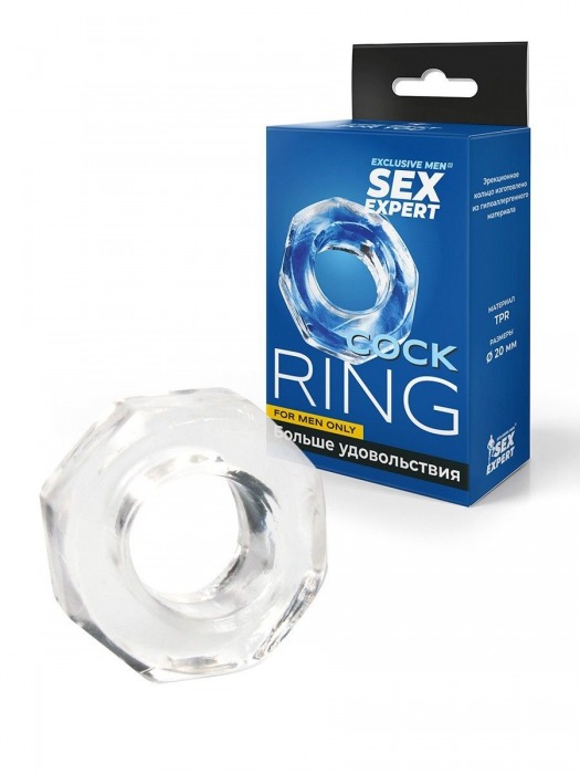 Прозрачное эрекционное кольцо в форме гайки - Sex Expert - в Кисловодске купить с доставкой