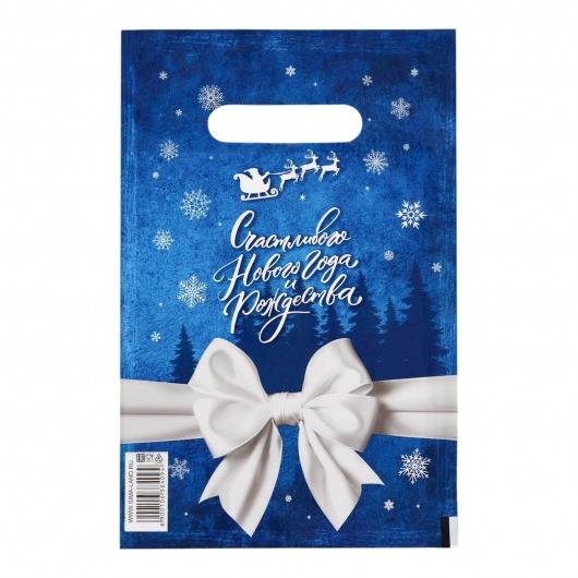Сине-белый подарочный новогодний пакет с вырубной ручкой (20х30 см) - Сима-Ленд - купить с доставкой в Кисловодске