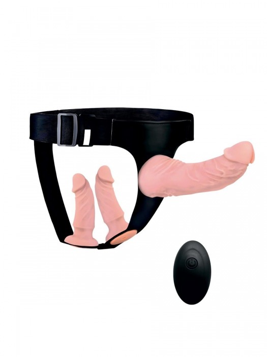 Женский страпон с 3 насадками и вибрацией - Erowoman-Eroman - купить с доставкой в Кисловодске