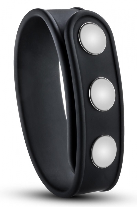 Черное эрекционное кольцо на кнопках - Blush Novelties - в Кисловодске купить с доставкой